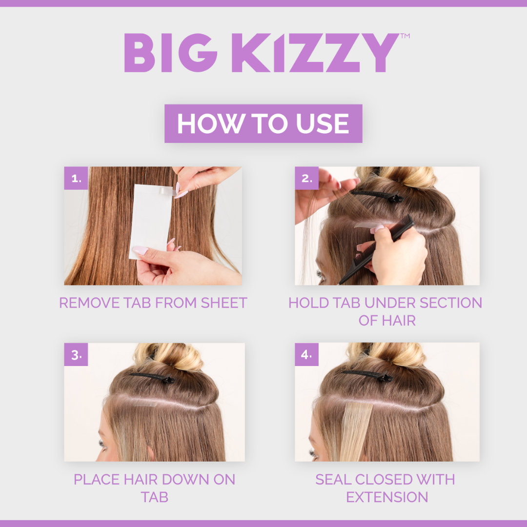 How To Use Big Kizzy Extra Hold Single Sided Hair Extension Replacement Tape Tabs