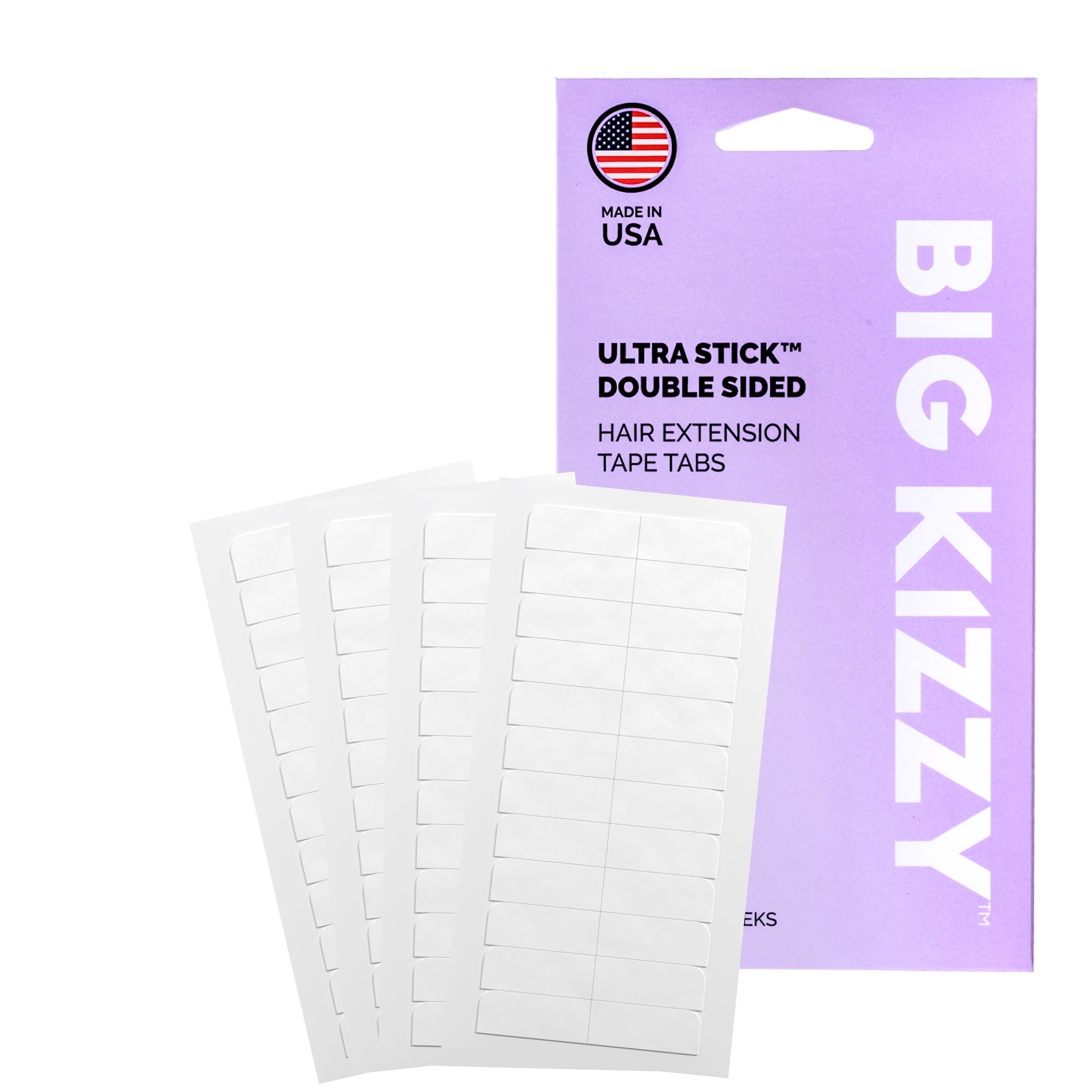 Big Kizzy Ultra Stick Double Sided Hair Extension Tape Tabs with Packaging